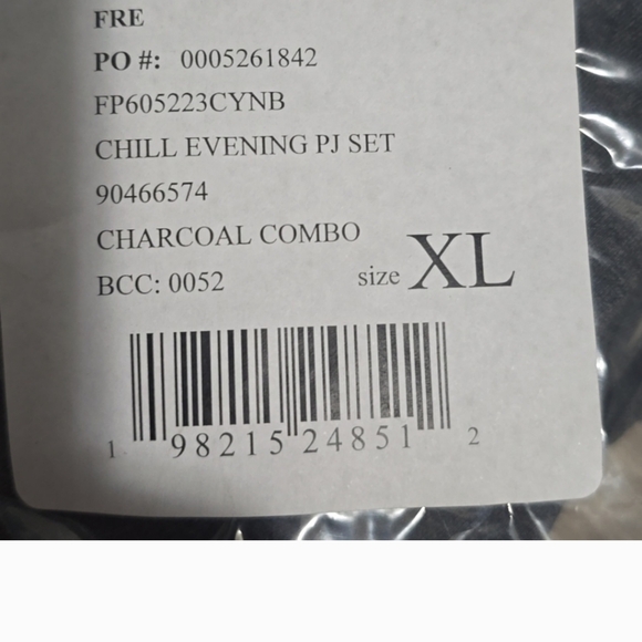 FREE PEOPLE Chill Evening PJ Set / Charcoal Combo - Picture 4 of 10